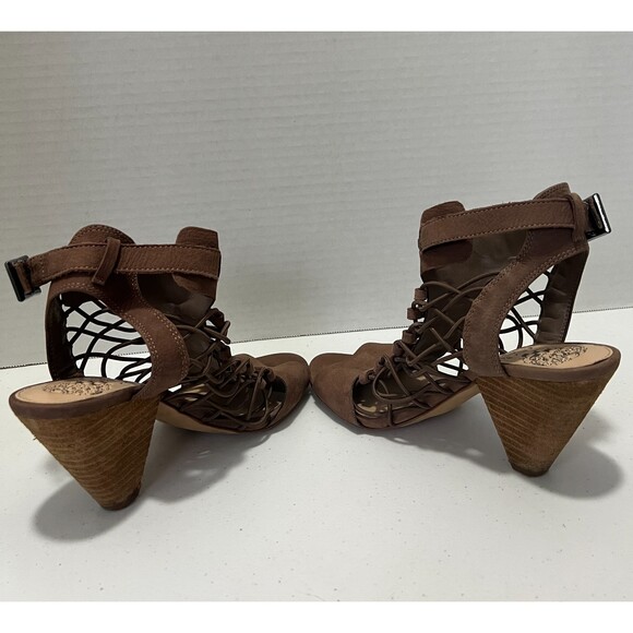 Vince Camuto Women’s Evel Taupe Leather Caged Gladiator Open Toe Sandals Size 6 - Picture 6 of 11